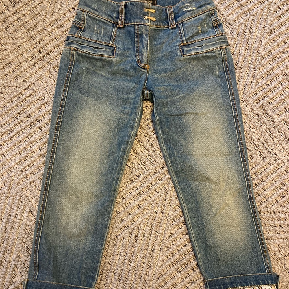 Roberto Cavalli Blue Denim Jeans with Gold Accents